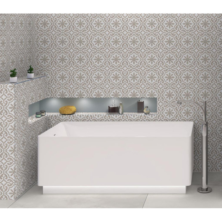 Bliss 8" Brown and White Porcelain Patterned Tile