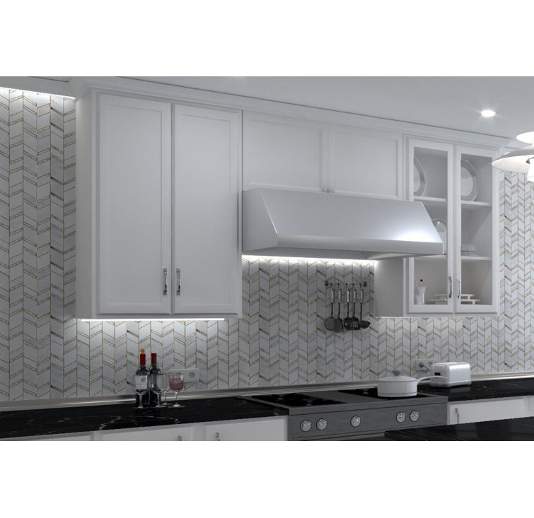 Casia Polished White Marble Chevron Mosaic Wall Tile