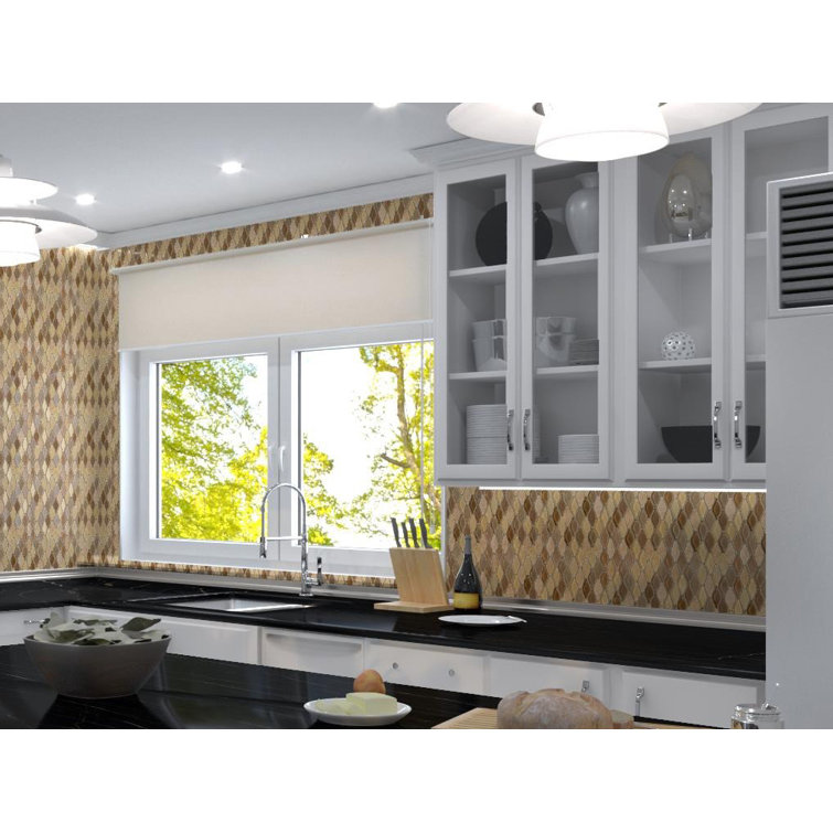Annabelle Umber Glass and Stone Arabesque Mosaic Tile