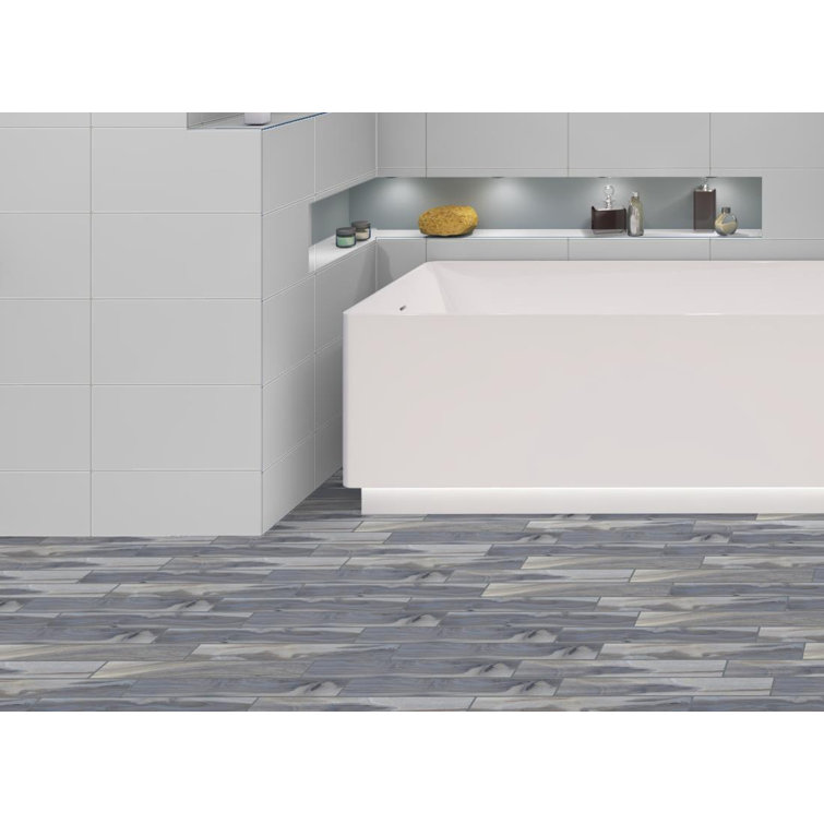 Nabo Fjord Blue Large Format Wood Look Matte Porcelain Tile