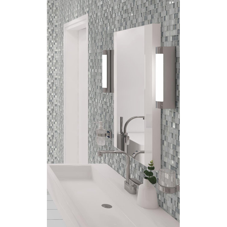 Quest Arctic Blue Stone and Glass Mosaic Tile