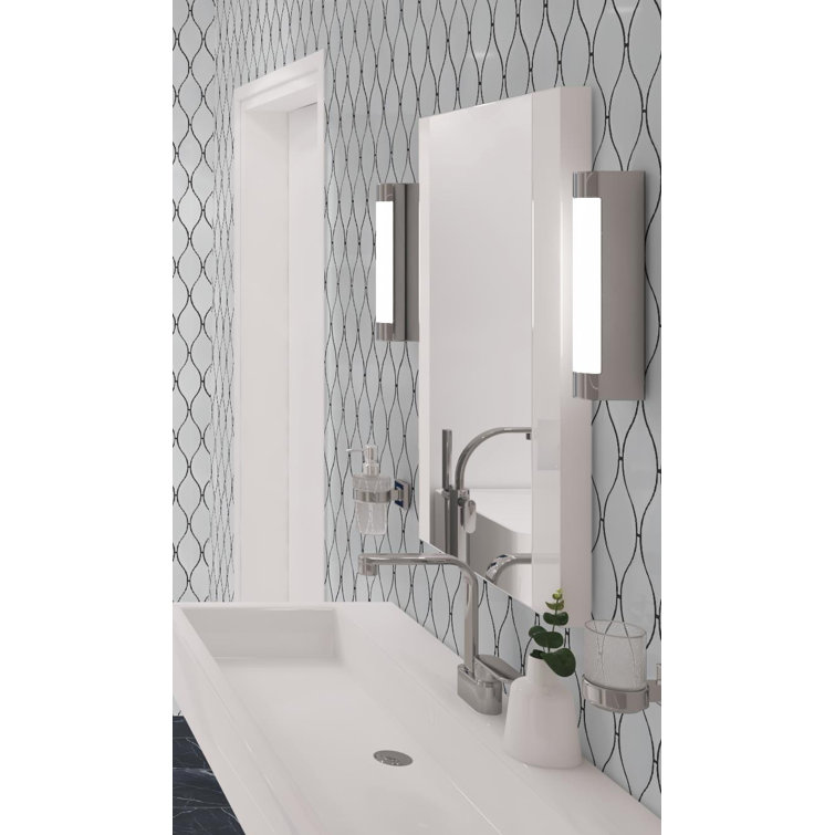 Vinage White Polished Glass Arabesque Mosaic Tile
