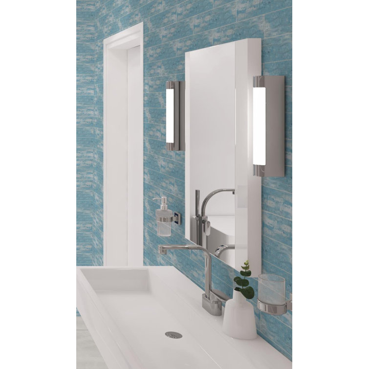 Vincent 3" x 14" Blue Glass Wood Look Rectangular Tile