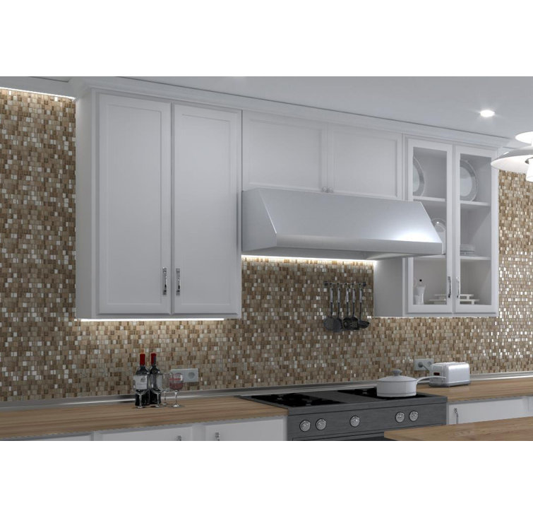 Quest Brown Marble and Glass Mosaic Tile