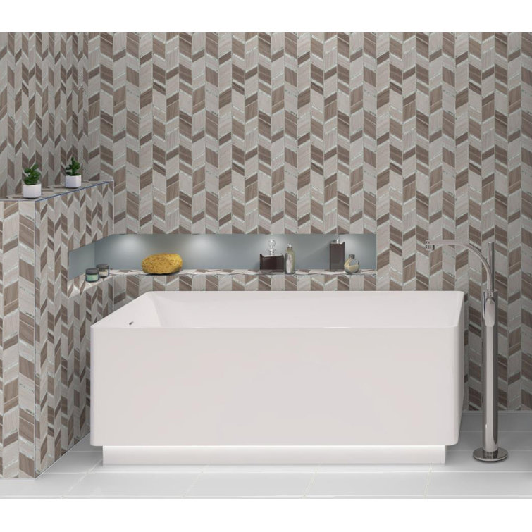 Casia Polished Brown Marble Chevron Mosaic Wall Tile