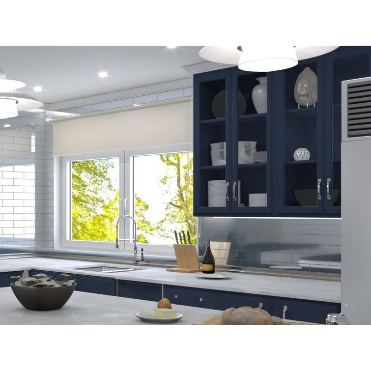 Vega 3" x 12" Frosted Blue Beveled Glass Subway Tile