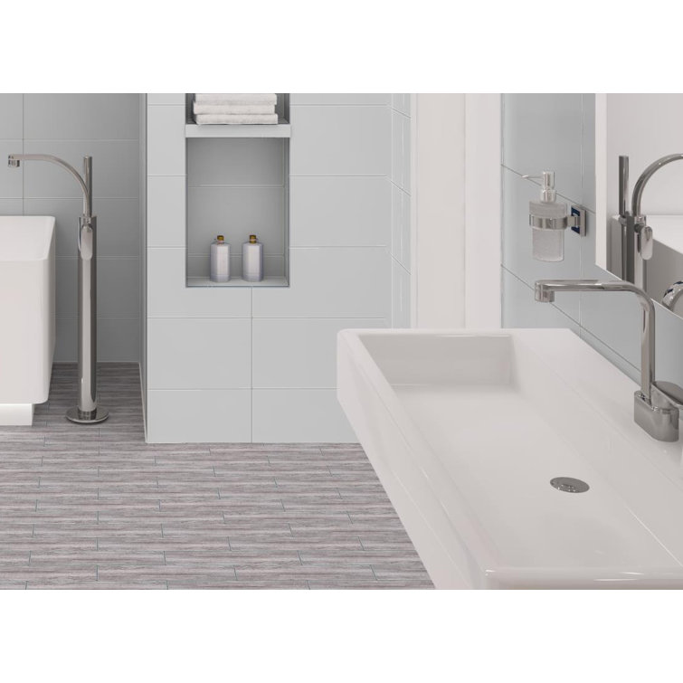 Kendel 3'' x 14'' Matte Black Glass Wood Look Tile