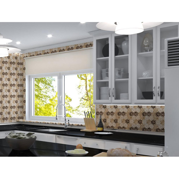 Fresh Beige and Brown Floral Marble Mosaic Tile