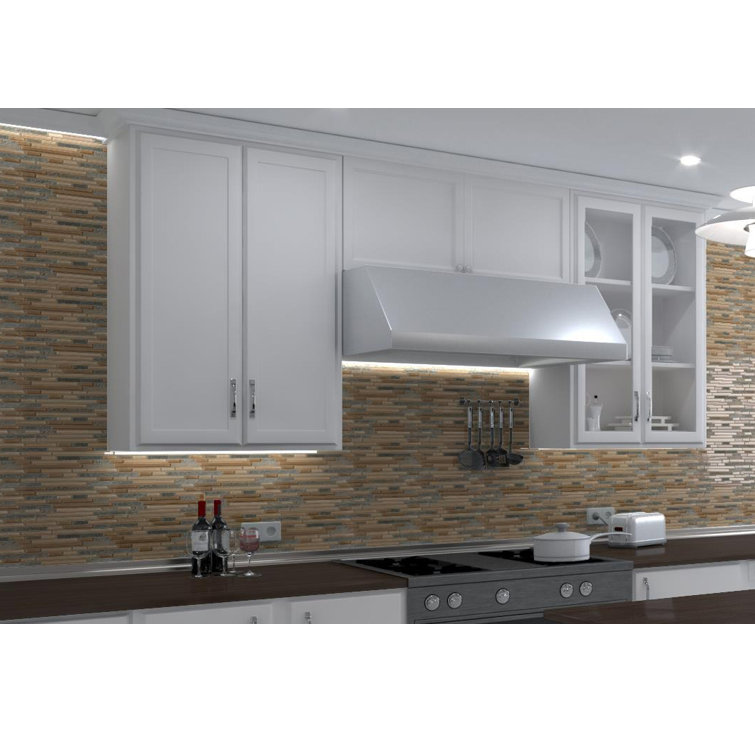 Wright-Scape Straight Edge Glass & Slate Brick Joint Mosaic Kitchen Backsplash, Bathroom, Shower, Pool, Wall and Floor Tile