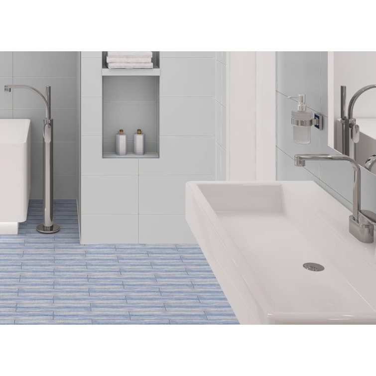 Kendel 3'' x 14'' Blue Glass Wood Look Subway Tile