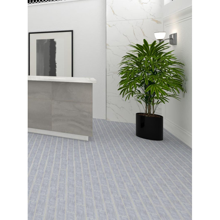 Kendel 3'' x 14'' Gray Glass Wood Look Subway Tile