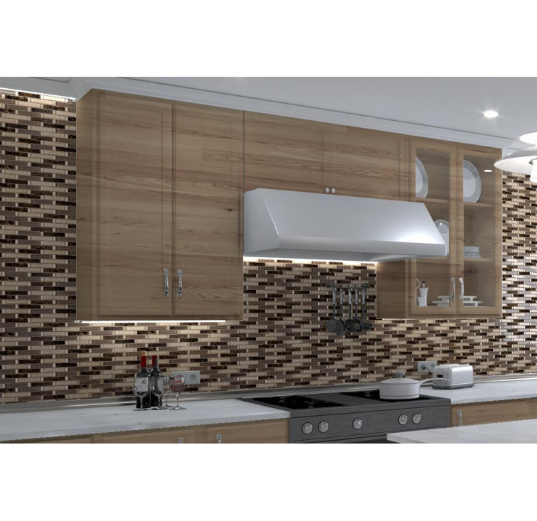 Saga Matte Brown Marble and Glass Mosaic Tile