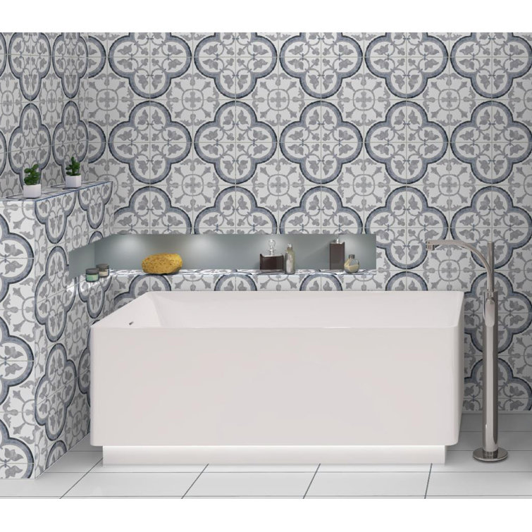 Luv Passion 8" Gray and Blue Porcelain Tile