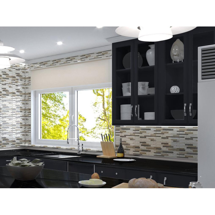 Reign Black and White Glass Mosaic Tile Sheet