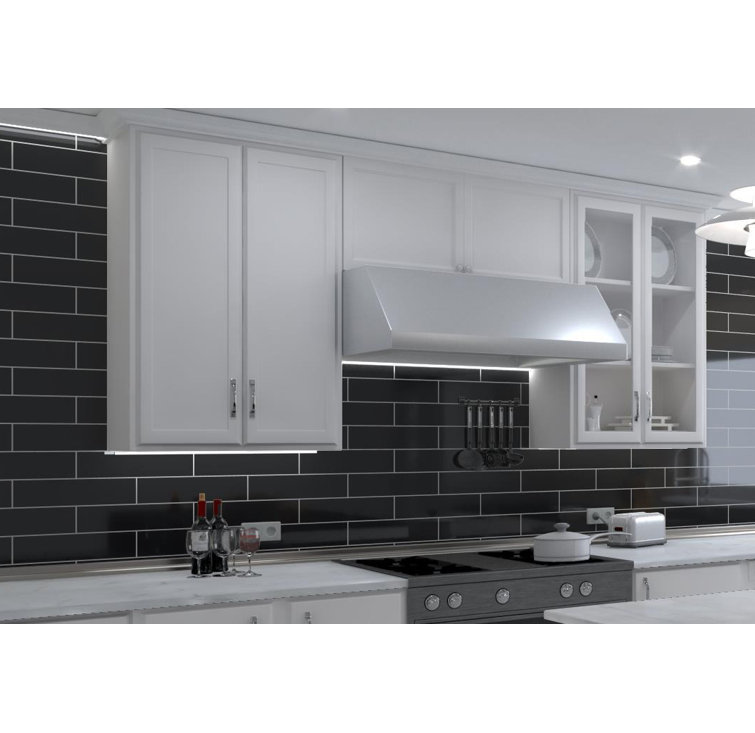 Perfecto Marvelli 4'' x 16'' Black Glazed Ceramic Subway Tile