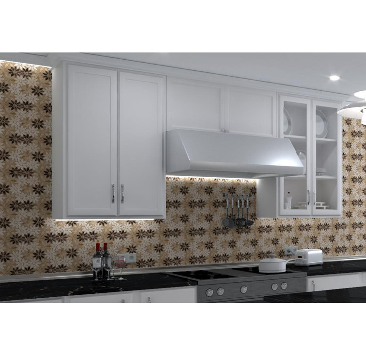 Fresh Beige and Brown Floral Marble Mosaic Tile