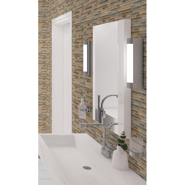 Wright-Scape Straight Edge Glass & Slate Brick Joint Mosaic Kitchen Backsplash, Bathroom, Shower, Pool, Wall and Floor Tile