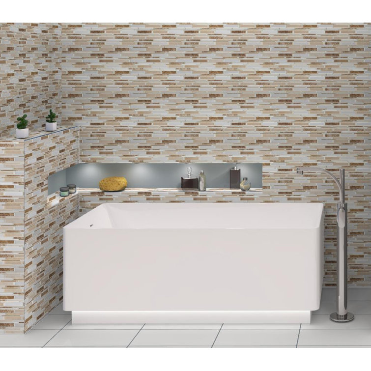 Knoll Brown and Cream Marble Mosaic Tile