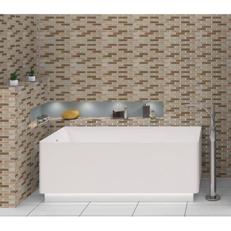 Saga Matte Brown Glass and Marble Mosaic Wall Tile