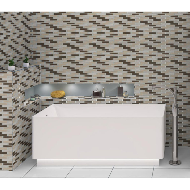 Saga Brown Glass and Marble Brick Mosaic Tile