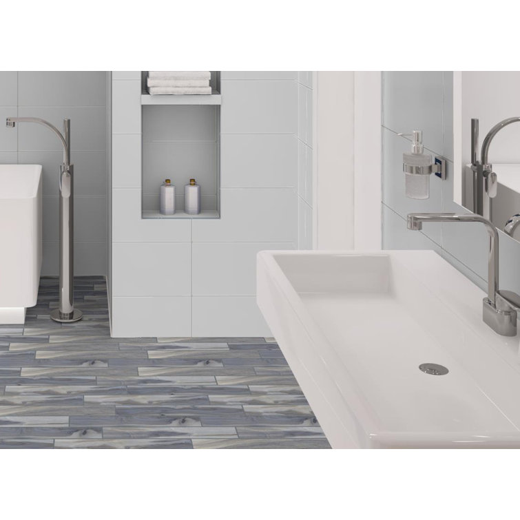 Nabo Fjord Blue Large Format Wood Look Matte Porcelain Tile