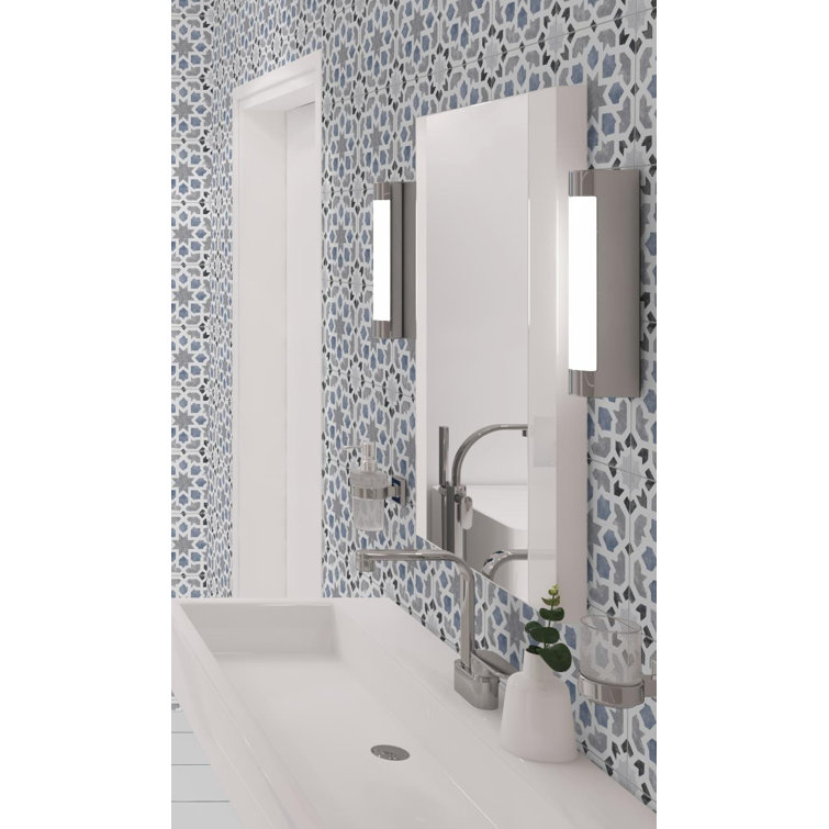 Luv Charmed Blue and Gray 8" Glazed Porcelain Tile