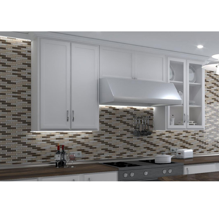 Saga Brown Glass and Marble Brick Mosaic Tile