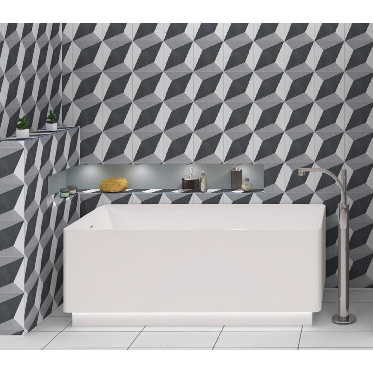 Luv Tender 8" Gray Glazed Porcelain Tile