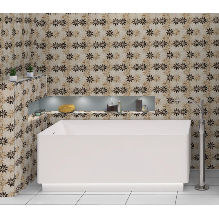 Fresh Beige and Brown Floral Marble Mosaic Tile
