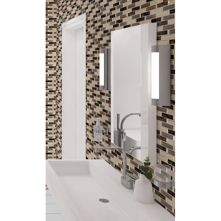 Saga Matte Brown Marble and Glass Mosaic Tile