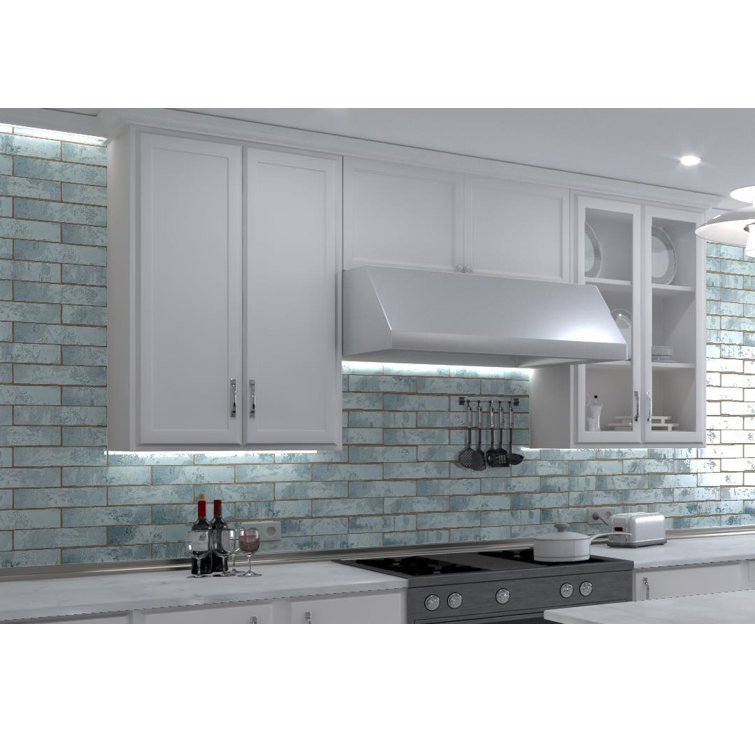 Splash Mermaid Blue Glossy Ceramic Subway Wall Tile