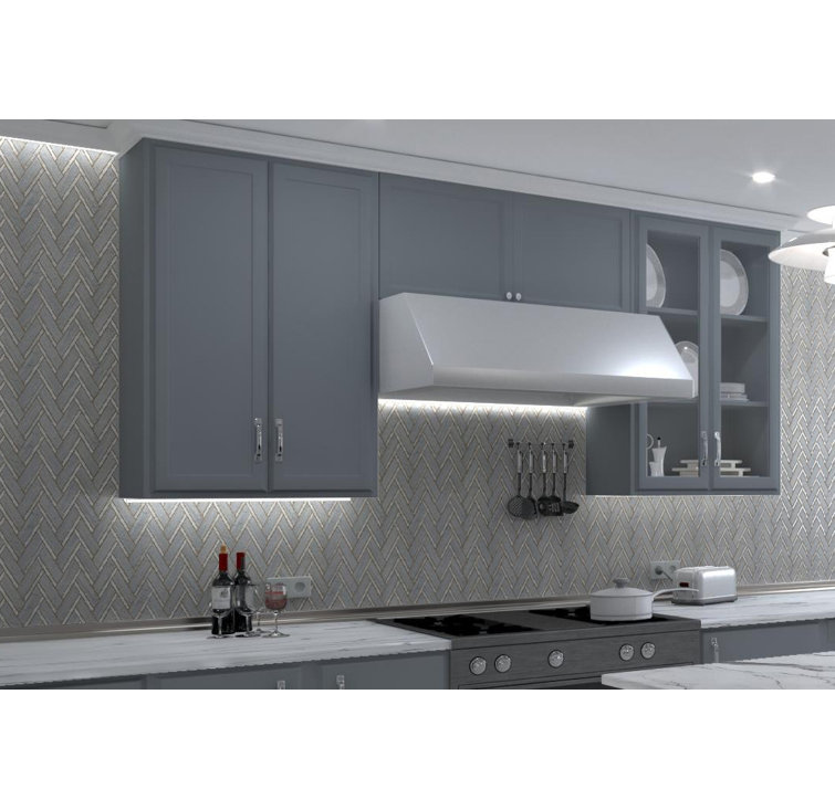 Skylar Polished White Marble Chevron Mosaic Tile