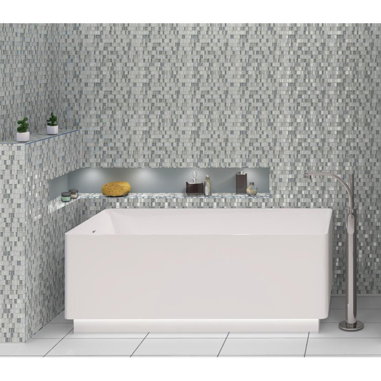 Quest Arctic Blue Stone and Glass Mosaic Tile