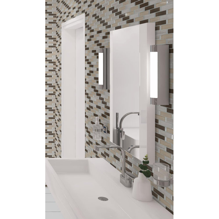 Saga Brown Glass and Marble Brick Mosaic Tile