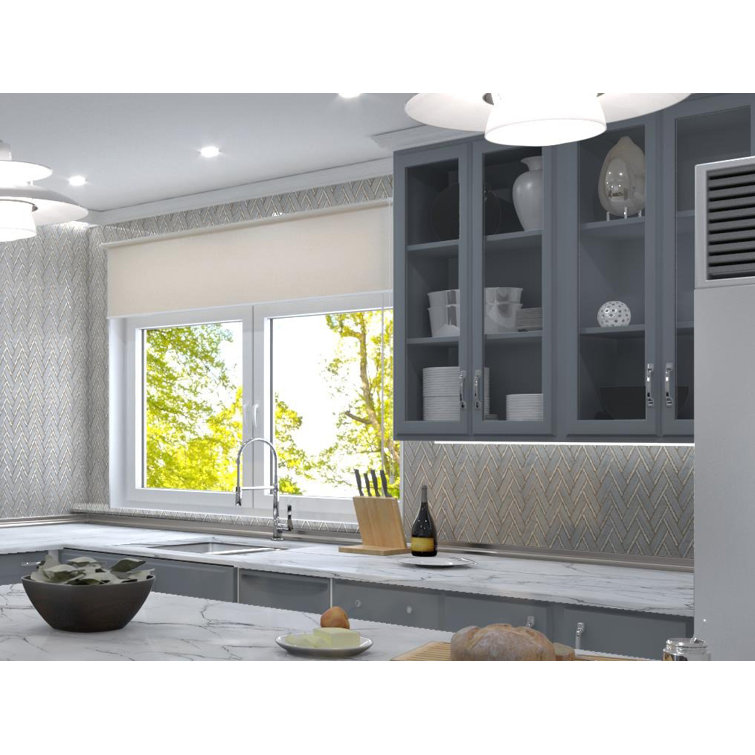 Skylar Polished White Marble Chevron Mosaic Tile