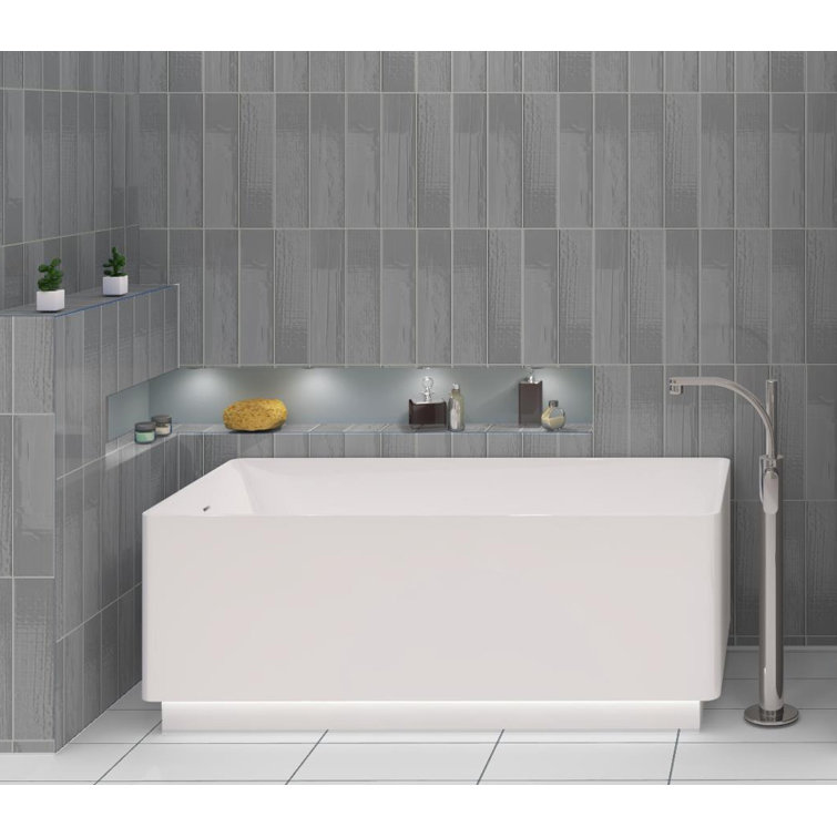 Perfecto Marvelli 4'' x 16'' Gray Ceramic Textured Subway Tile