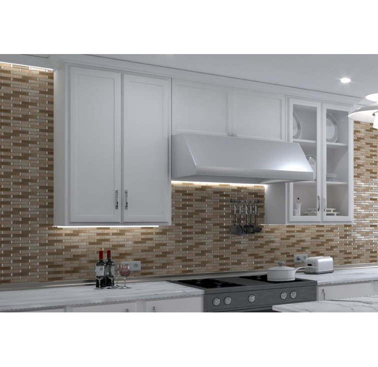 Saga Matte Brown Glass and Marble Mosaic Wall Tile