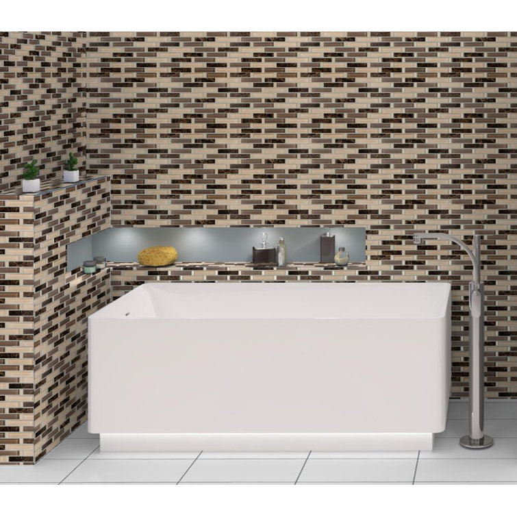 Saga Matte Brown Marble and Glass Mosaic Tile