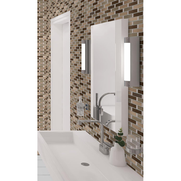 Saga Matte Brown Glass and Marble Mosaic Tile