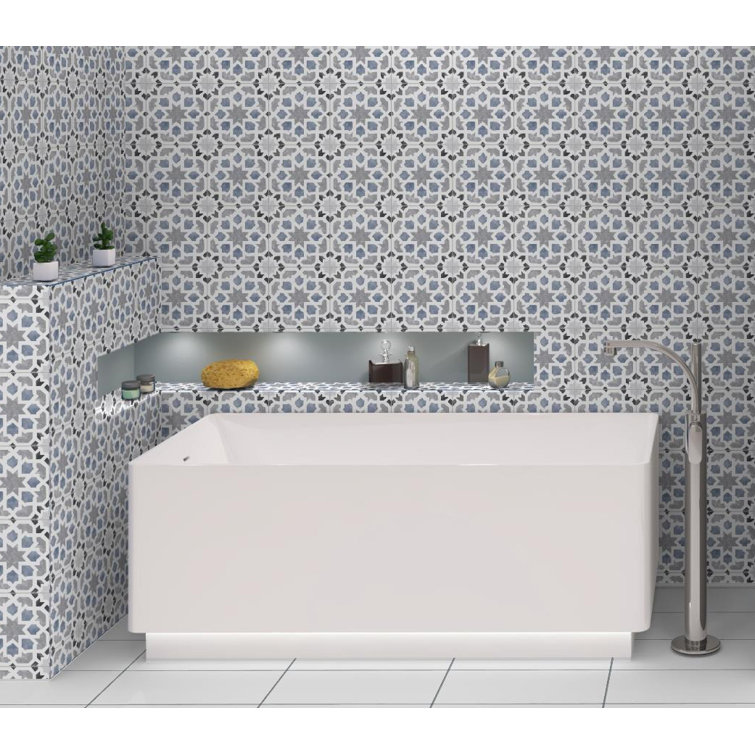 Luv Charmed Blue and Gray 8" Glazed Porcelain Tile