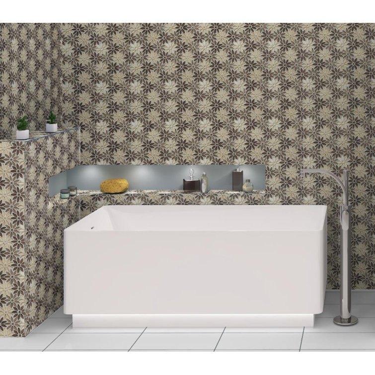 Fresh Dark and Light Brown Floral Mosaic Wall Tile