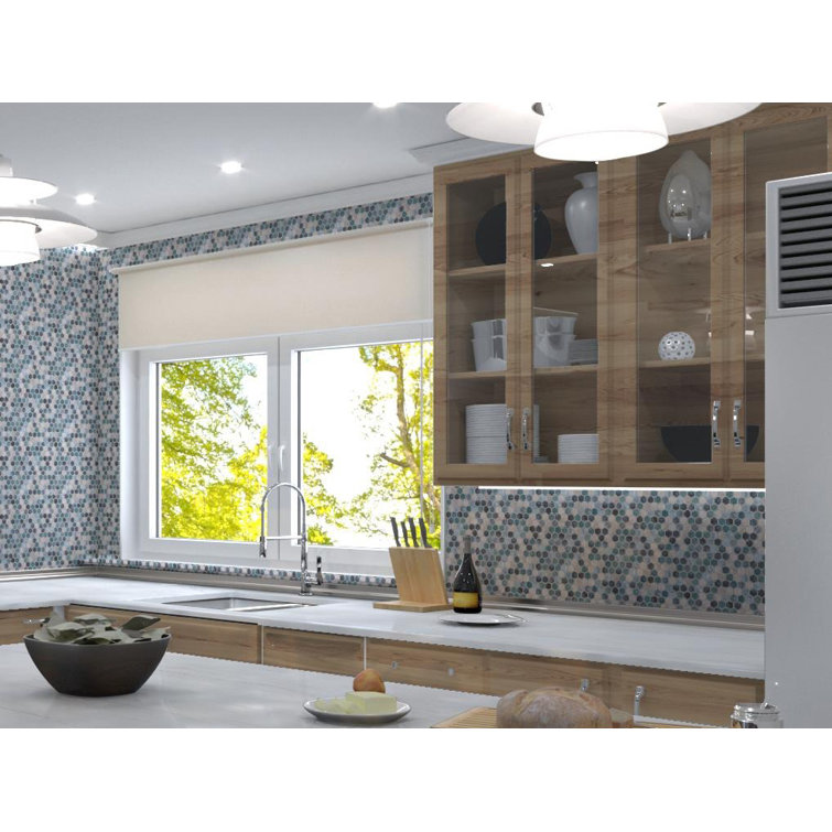 Trillion Matte Blue Glass Hexagon Mosaic Tile