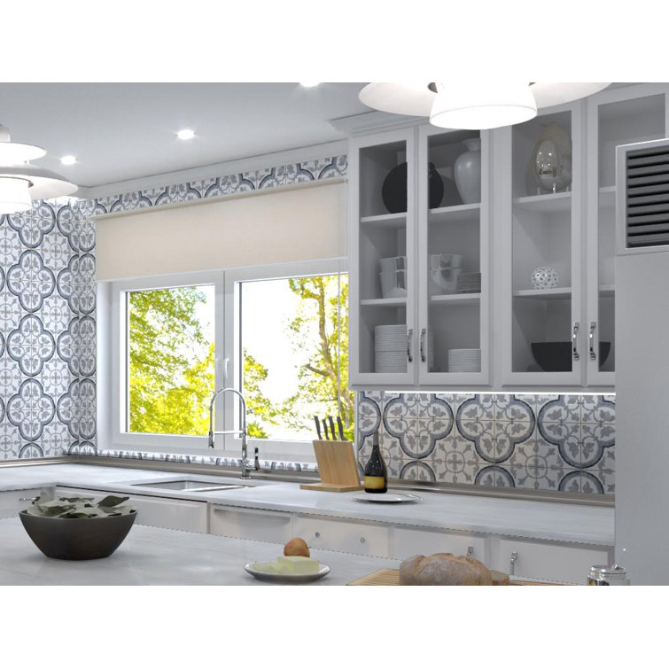 Luv Ti'Amo 8" Black and White Porcelain Encaustic Tile