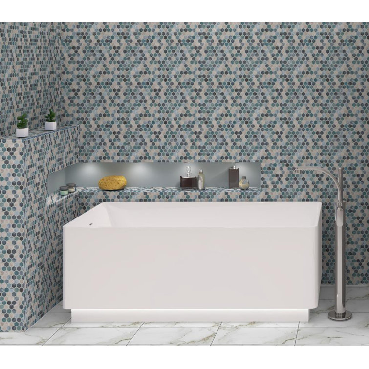 Trillion Matte Blue Glass Hexagon Mosaic Tile