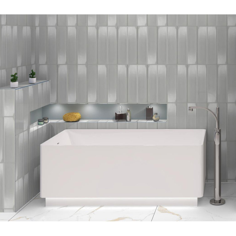 Perfecto Mirabella 4" x 16" Gray Glazed Ceramic Subway Tile