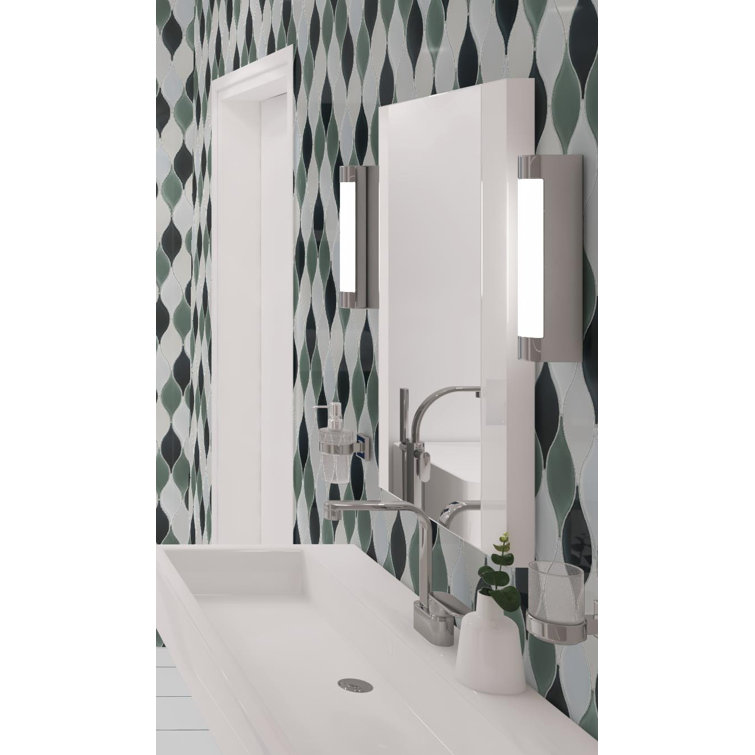 Vinage Blue and White Glass Mosaic Arabesque Tile