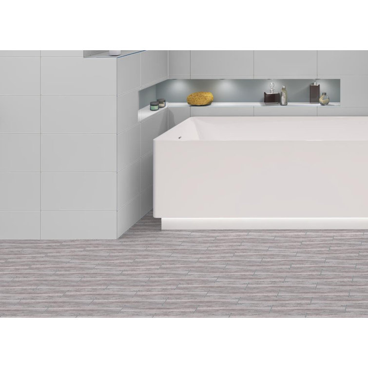 Kendel 3'' x 14'' Matte Black Glass Wood Look Tile