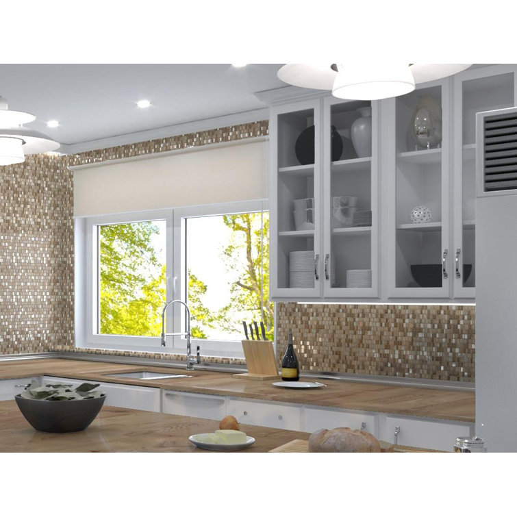 Quest Brown Marble and Glass Mosaic Tile
