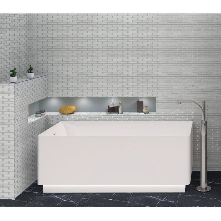 Saga White Matte Marble and Glass Mosaic Tile