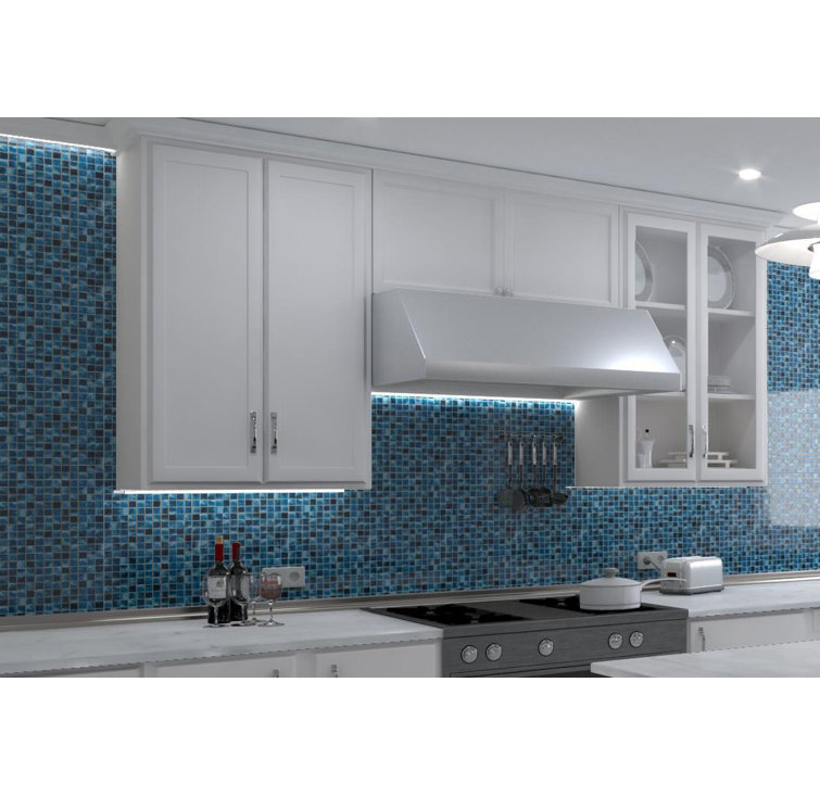 Mediterranean Blue Polished Glass Mosaic Tile for Kitchen and Bathroom